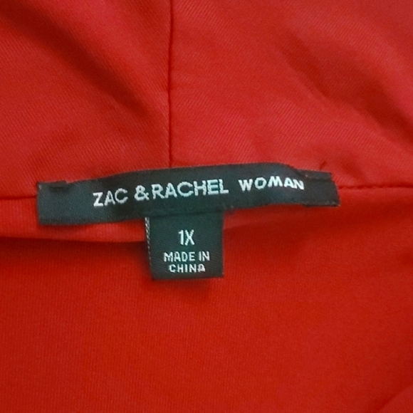 Zac & Rachel Red Drape Front Blouse - Picture 2 of 4